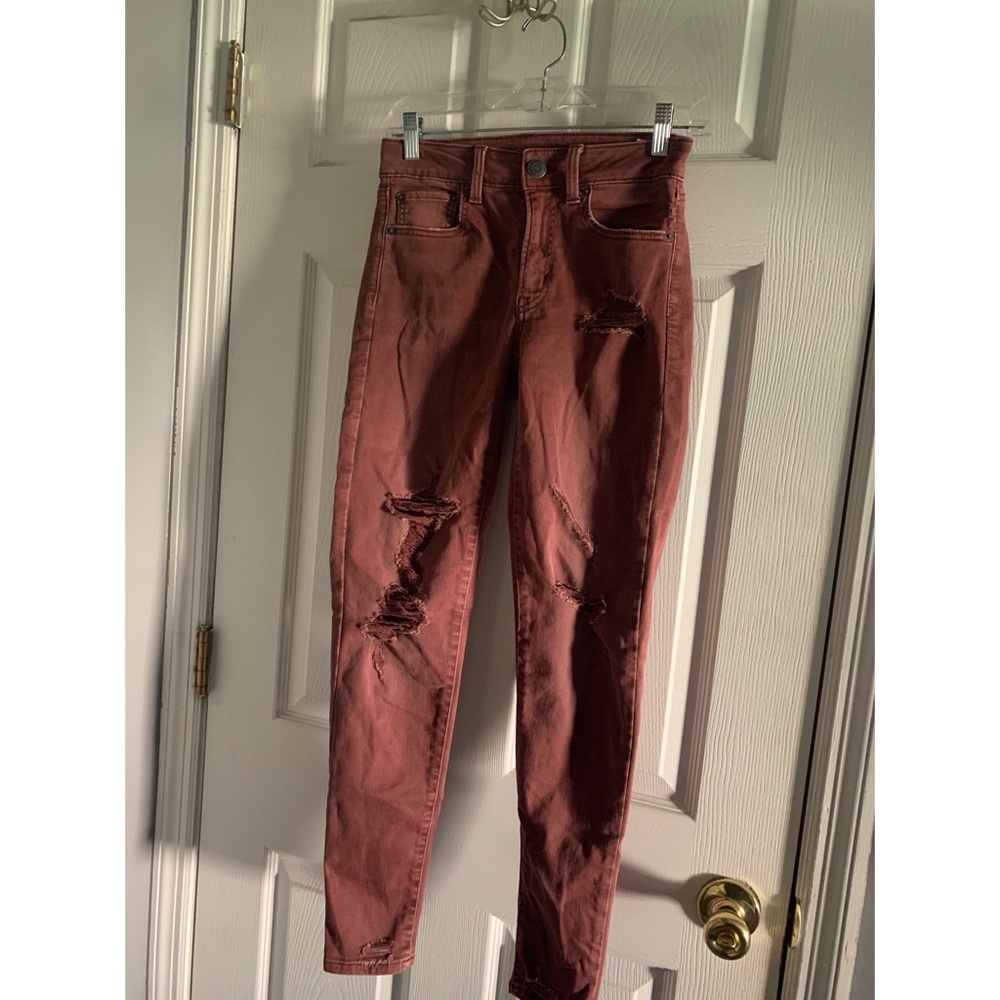 American Eagle Burgundy High Rise Jegging Size 4.